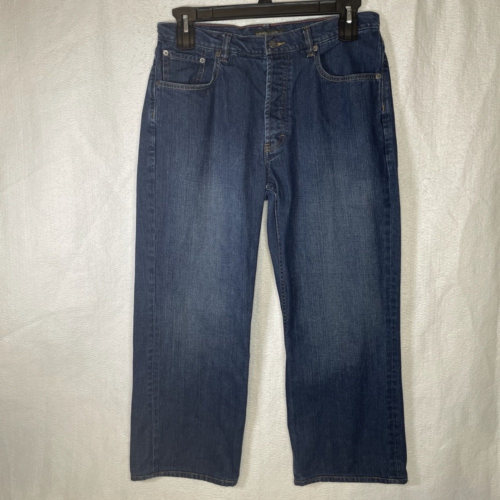 Banana Republic Premium Denim Button Fly Jeans Dark Wash Mens 33x25 (Tag 33x30)